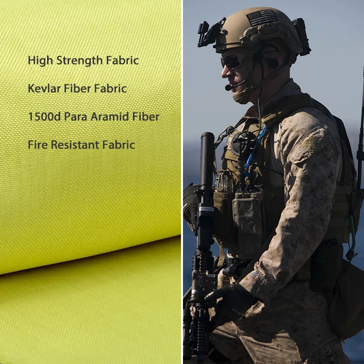 Woven 1500D 200gsm Para Aramid Fabric Flame Resistant Aramid Fabric For Protective Garments