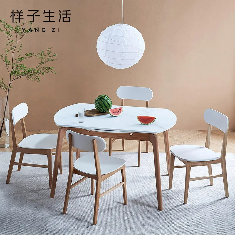 Home Furniture Dining Room Modern Luxury Extendable Round Solid Wood Folding Dining Table