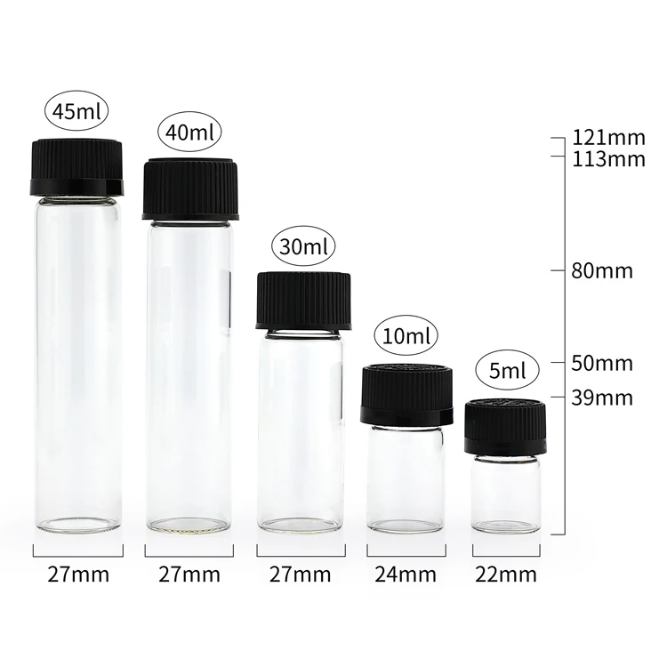 Wholesale Mini Vial Clear Glass Laboratory Test Mini Tube Safe Child Proof Cap Pill Containers Small Glass Vial