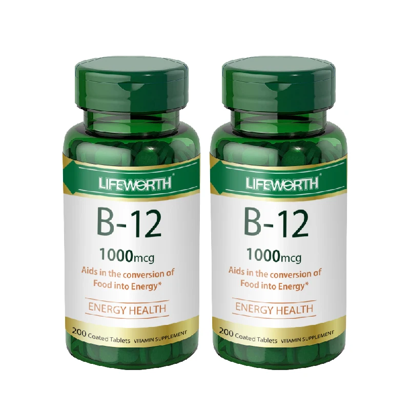 LIFEWORTH Vitamins Powder Food Grade Vegan Supplements Pure Vitamin B12 Capsules Bottle