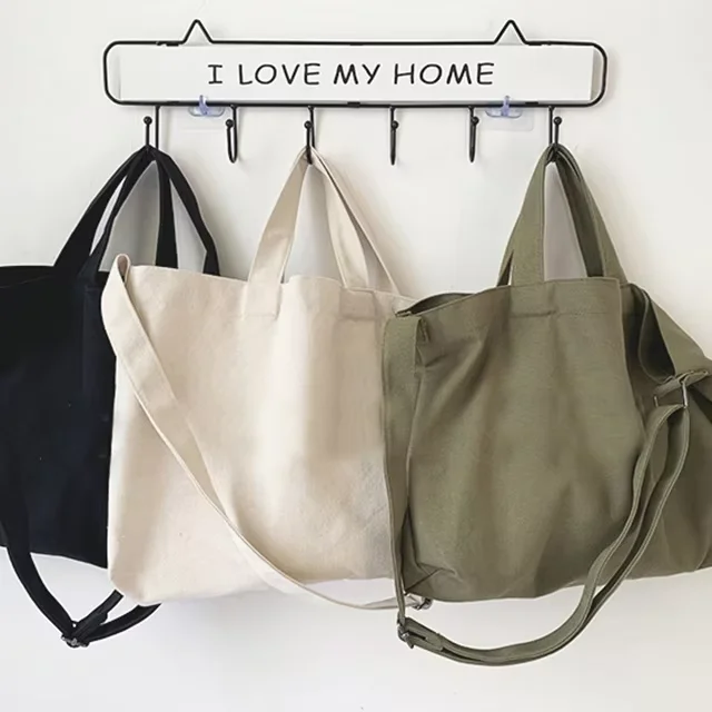 Custom Large Shoulder Bag Eco Messenger Bags Casual Cotton Canvas Tote Crossbody Canvas Bag