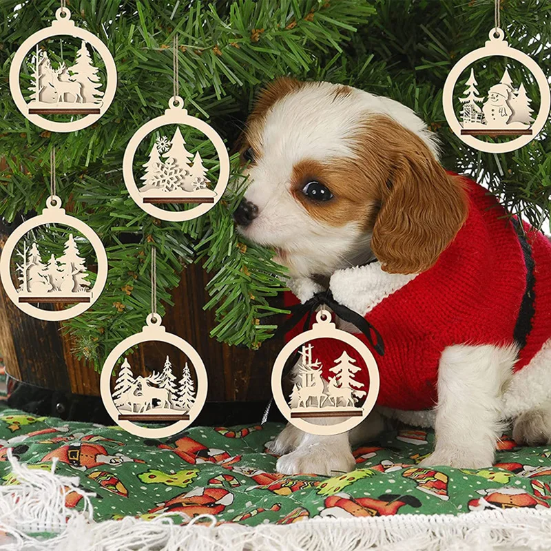 Christmas Elk Pendant Log Cutout Christmas Tree Pendant