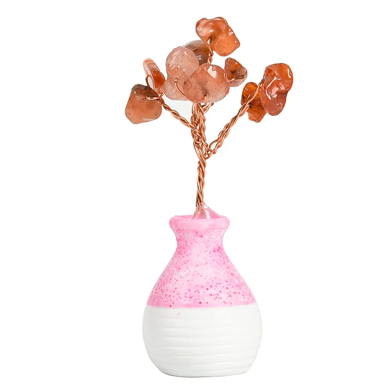 Natural Crystal Tree Amethyst Rose Quartz Aquamarine Lucky Tree Decoration Agate Slices Mineral Stone Home Decor Christmas Gift