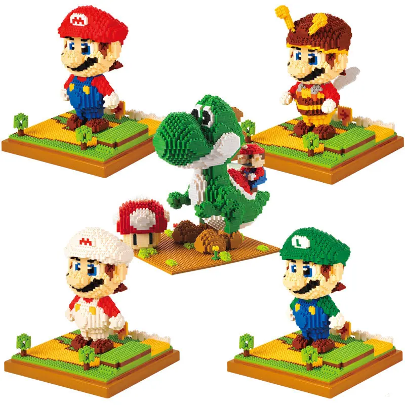 Mini Blocks Cartoon Building Mario Auction Figures Yoshi Princess Bowser set DIY educational Assembly Toys Children Gifts