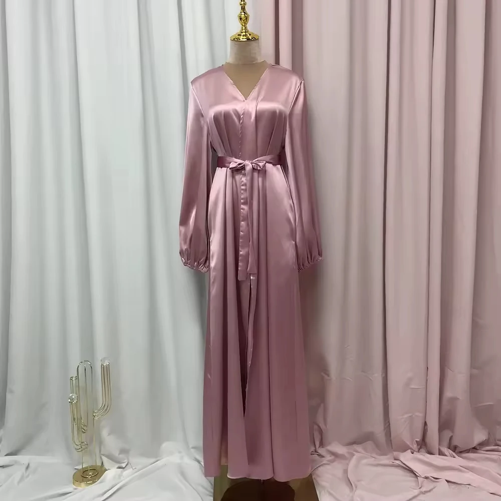 2024 hot sale High Quality Luxury Plain Abaya Muslim Clothing Stain Front Open Abaya For Islamic Women abaya women muslim dress