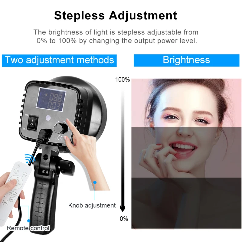 Photography Studio 150W LED Video Light  5600K Daylight  Dimmable fill Light Sun Lamp with 3 Color Filters & Remote control