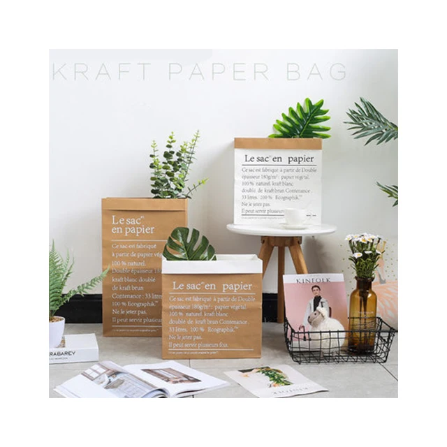 Elegant Nordic-Style Kraft Paper Bags for Gifts, Flower Storage, and Home Decor