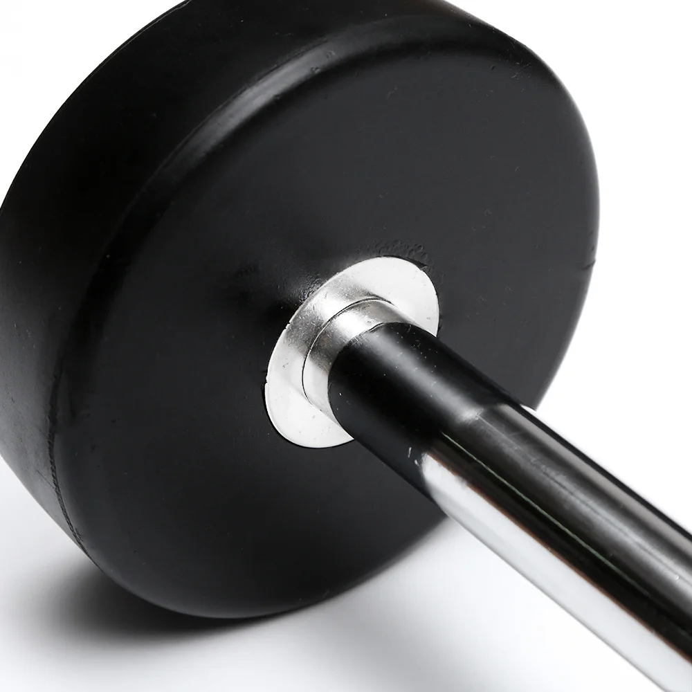 China Wholesale Fitness Equipment Different Weight Fixed Straight EZ Curl Rubber Barbell