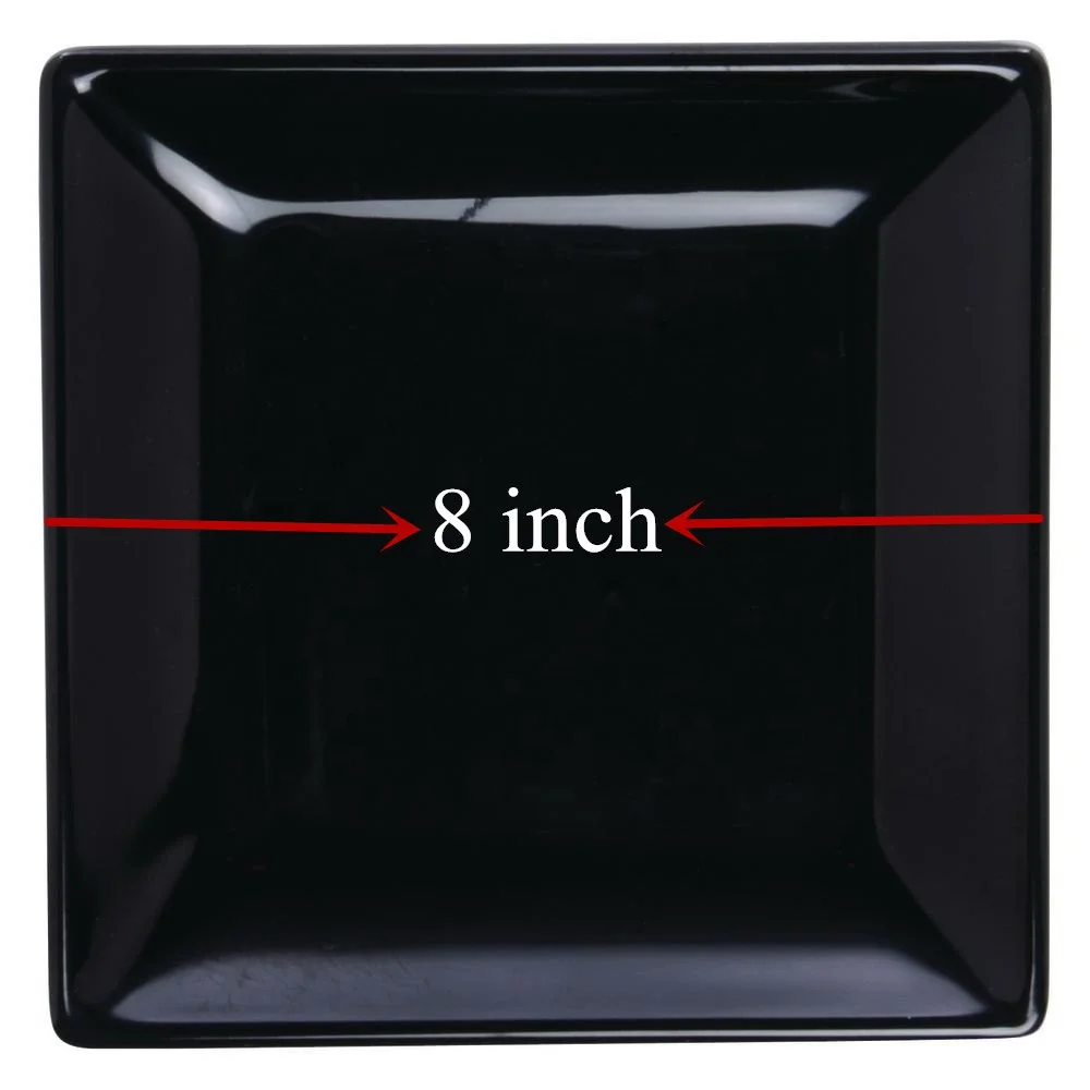 Melamine square black dinner plates