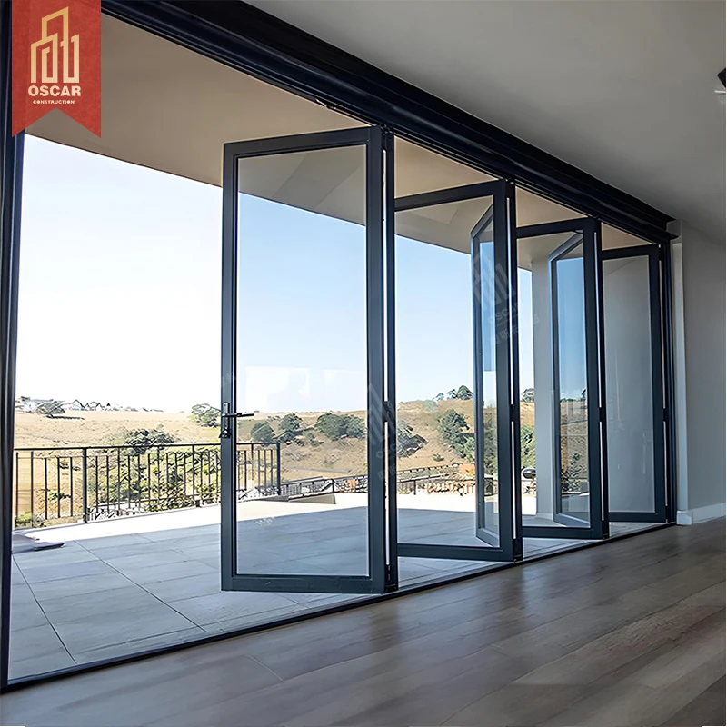 Oscaracso Exterior Conceal Pocket Slide Doors Inside Stacking Sliding Patio Door Large Double Tempered Aluminumdoor Hidden Glass