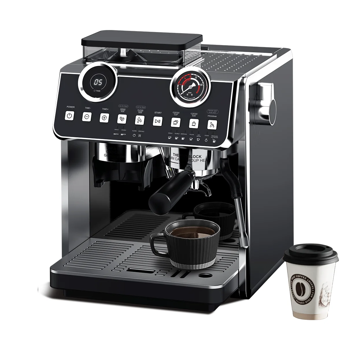 Free spare parts wholesale 2800w power italian stainless steelcoffee maker black espresso coffee machine
