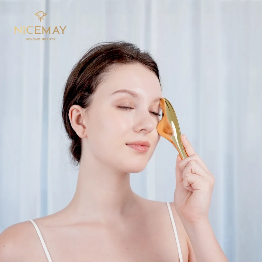 24k gold 3d roller facial sculpting tool custom face gua sha tool beauty massage roller guasha eye massager gold plated gua shas