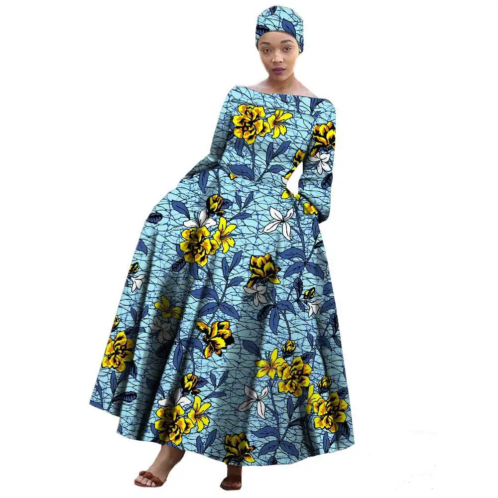 2021Amazon hot sell long sleeve  dashiki shirt africa print dresses for women african  print dresses for women