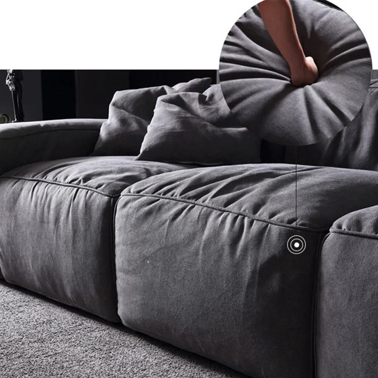 Custom Luxury Living Room Deep Grey Comfortable Thick Upholstered Convertible one person Fabric Sofa