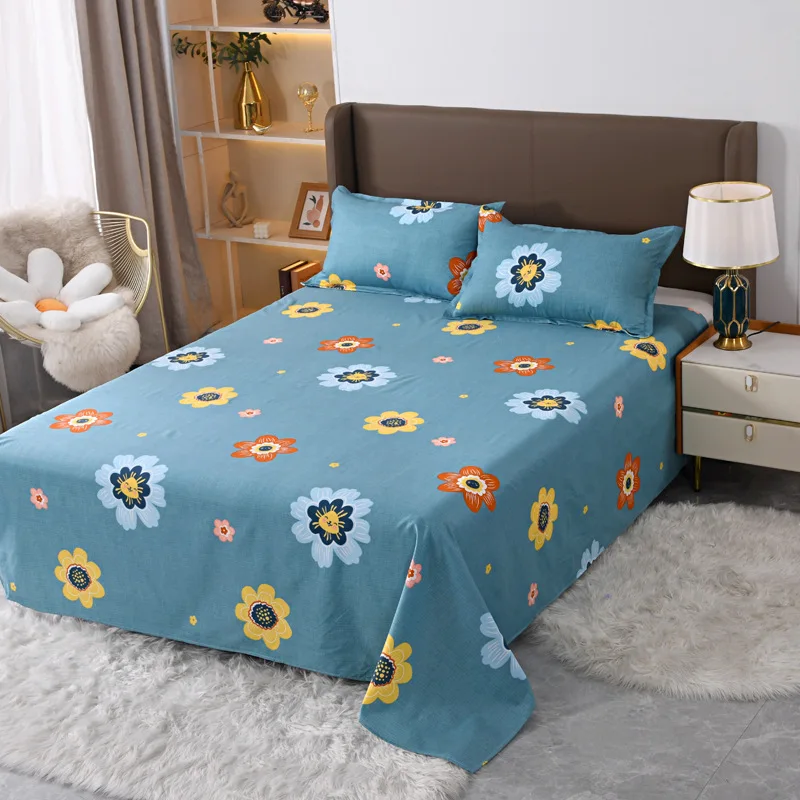 New Household Printing flat bed sheet pillowcase wholesale custom right angle flat sheet set