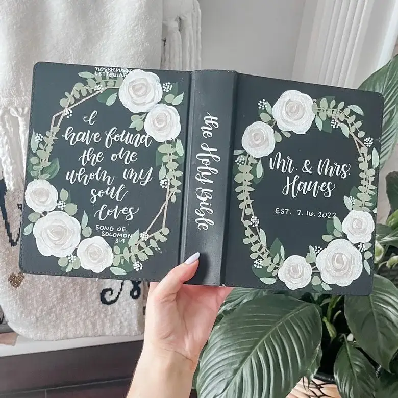 LABON Creative Christian Custom Painted Bible Girl Planner Hard Cover Journal With Bible Verses