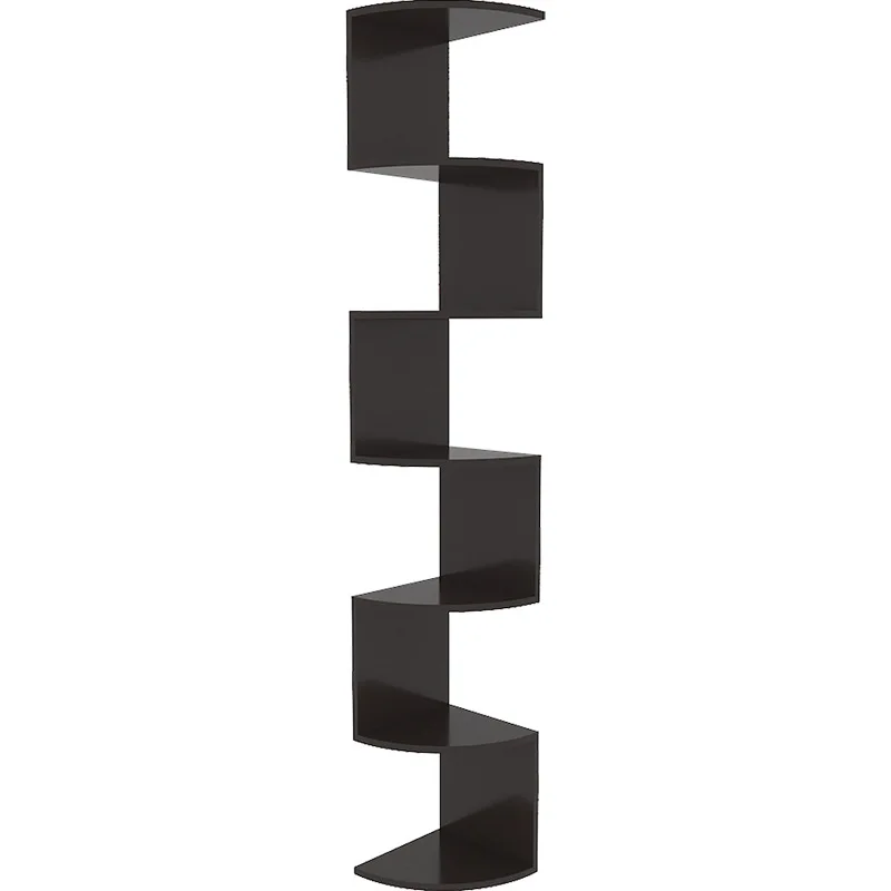 Modern Corner Book Shelf  5 layer Wooden Wall Bookcase Decorative Storage Shelf Rack