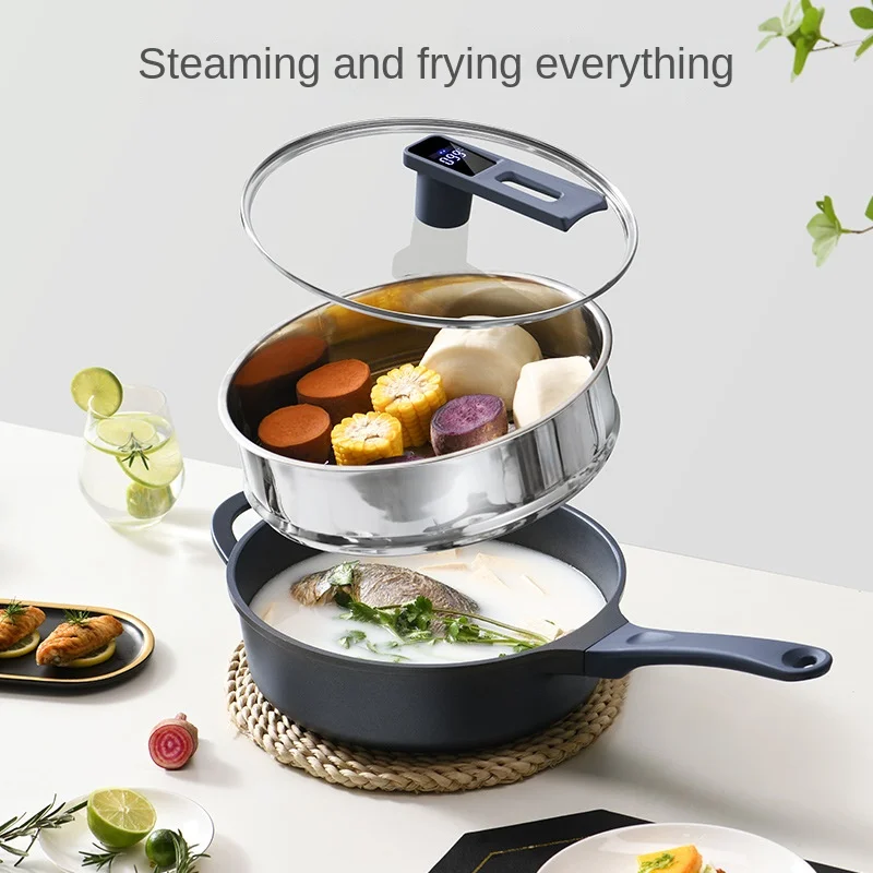 Soup Pot 4L Stainless Steel Hot Pot Stewed Cooker Sensing Cooler Cooler Platform Non -Sticky Pot Black