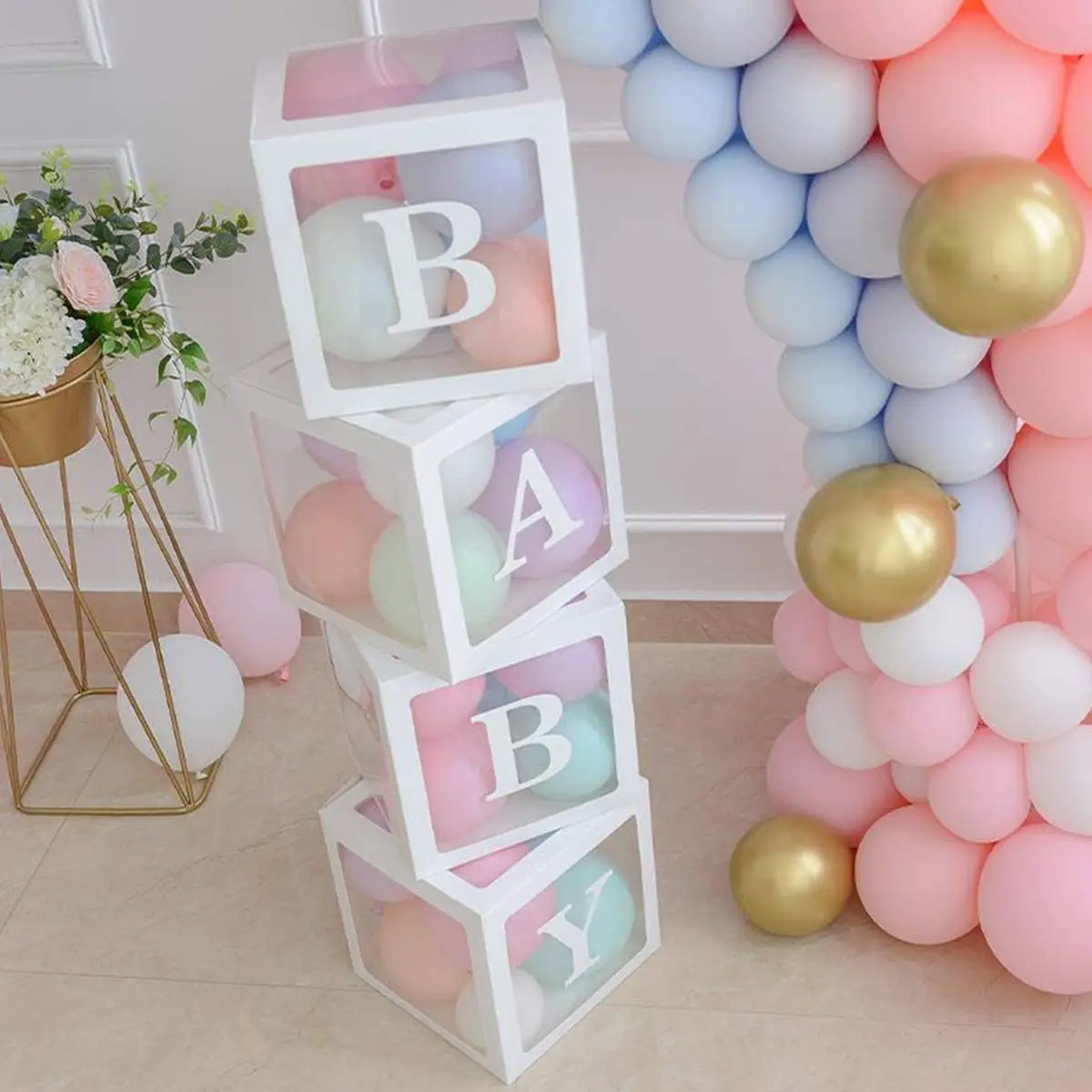 Объявление о поле для вечеринок 4 шт. прозрачный шар коробка Baby Shower блоки с буквами маленьких мальчиков или девочек матери фоновые