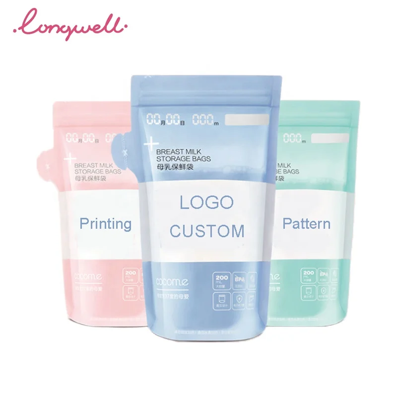 Ningbo Longwell Baby Food Storages Bag Disposable 2020 Custom Food Grade BPA Free Plastic PE PET Eco Breast Milk Storage Bags