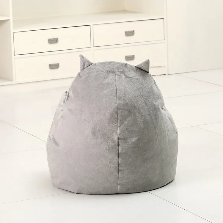 Soft velvet cute animal design armchair cover kids bean bag sofa