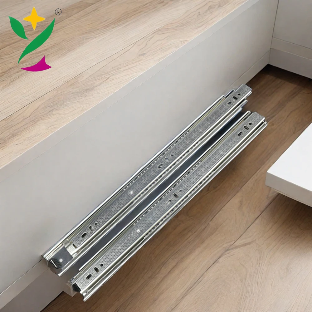 YUXING 45mm 3 folded furniture accessories soft close undermount drawer slide push to open hidden cabinet drawer slide
