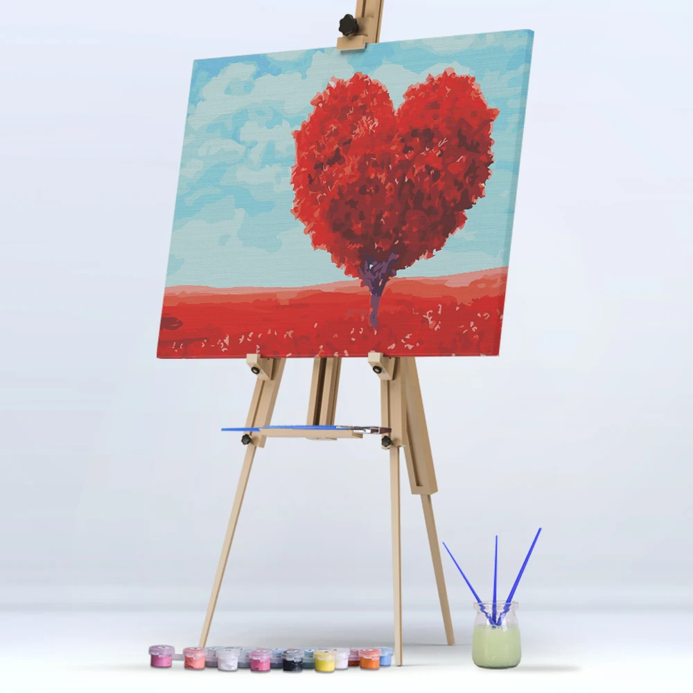 
Modern Love Tree Landscape Number Painting Of Beautiful Flower Art Wall Decoration 