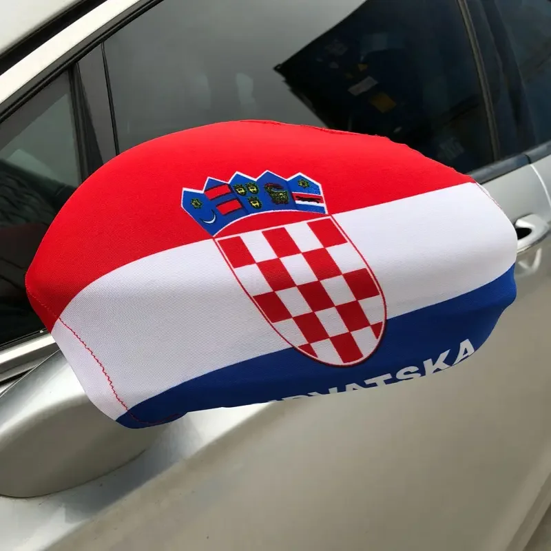 Factory Direct Sales World Country Knitted Fabric Polyester 28*30cm Car Wing Mirror Flag for Car Decoration