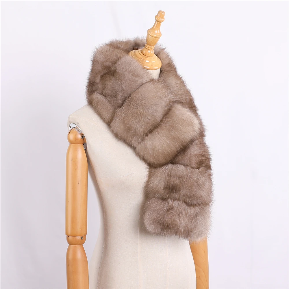 Роскошный Модный зимний шарф унисекс из 100% натурального меха норки, женские шарфы, палантин, шаль, большие шарфы для мужчин, натуральный цвет