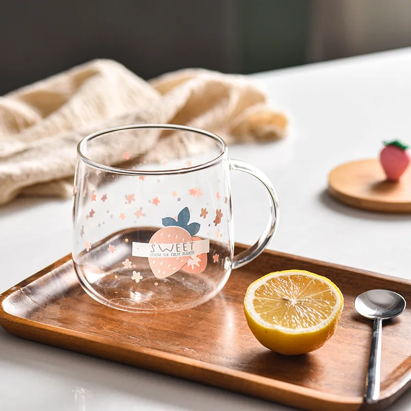 Novelty 3d Lid Cute Water Glass Transparent Mug Drinking Borosilicate Glasses Milk Juice Cup