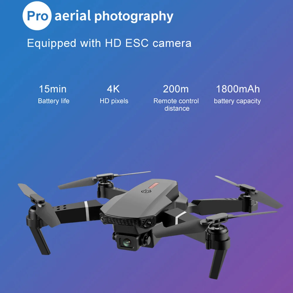 New E88 Pro Drone With Wide Angle HD 4K 1080P Dual Camera Height Hold Wifi RC Foldable Quadcopter Dron Gift Toy E88 Drone