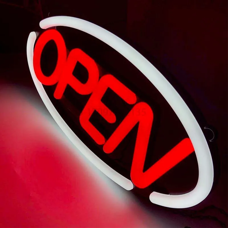 Accept Drop Shipping Amazon Hot Selling Ultra Bright LED Neon Sign Oval Remote Control Led Open LED Sign Display