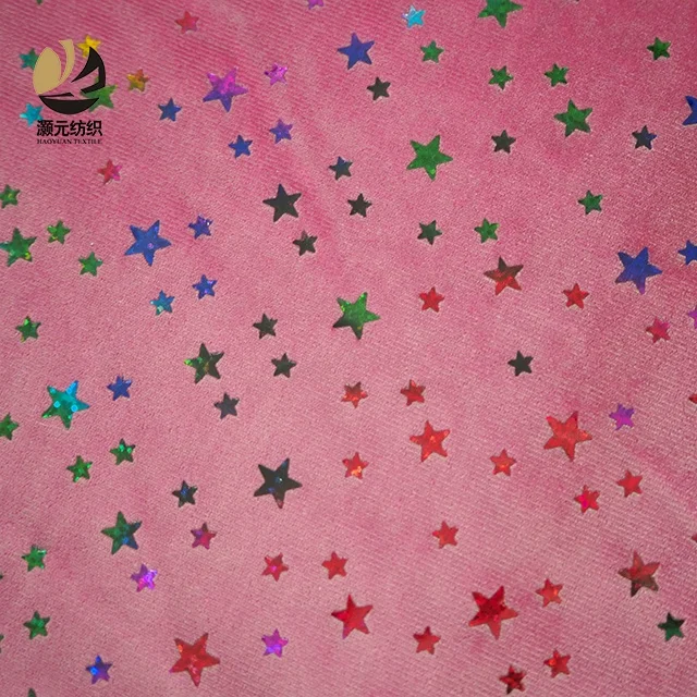 New velvet soft fabric star sequins design colorful knitted fabric for dress