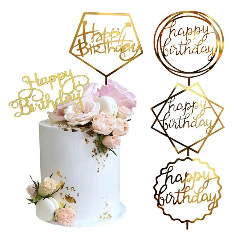 Топпер для торта, украшения тортов, золотые акриловые топперы для торта на день рождения