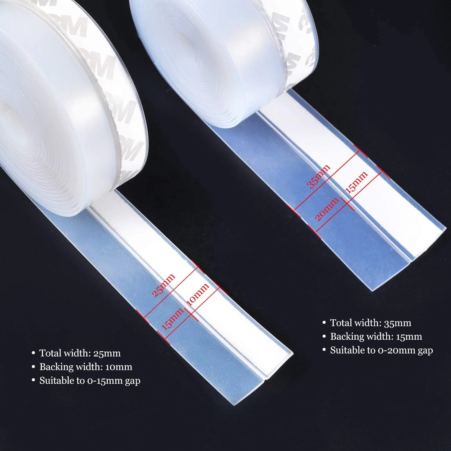 Transparent silicone rubber door seal 3m tape