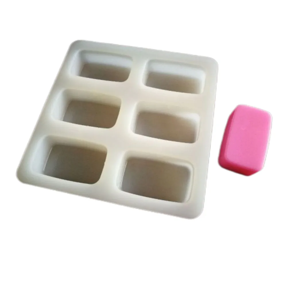 High Quality 6 cavity rectangle shape silicone soap mold DIY 3D custom silicone handmade soap mould