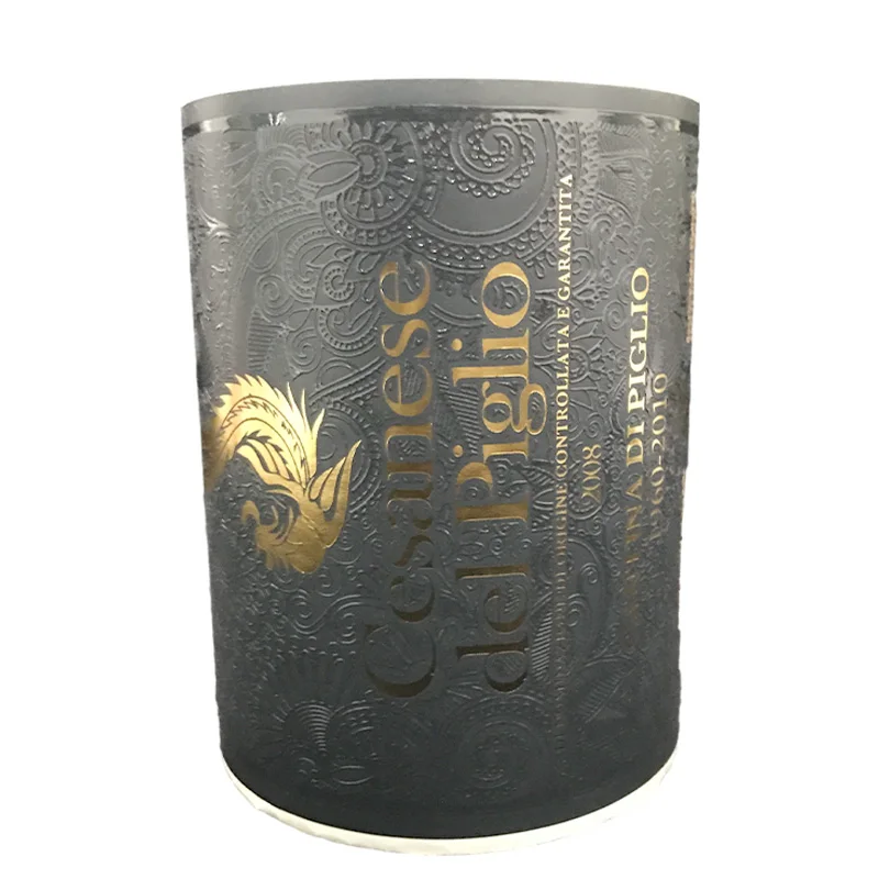 Печать на заказ красное вино черное горячее тиснение самоклеящаяся наклейка упаковка этикетка для бутылок вина рулонная