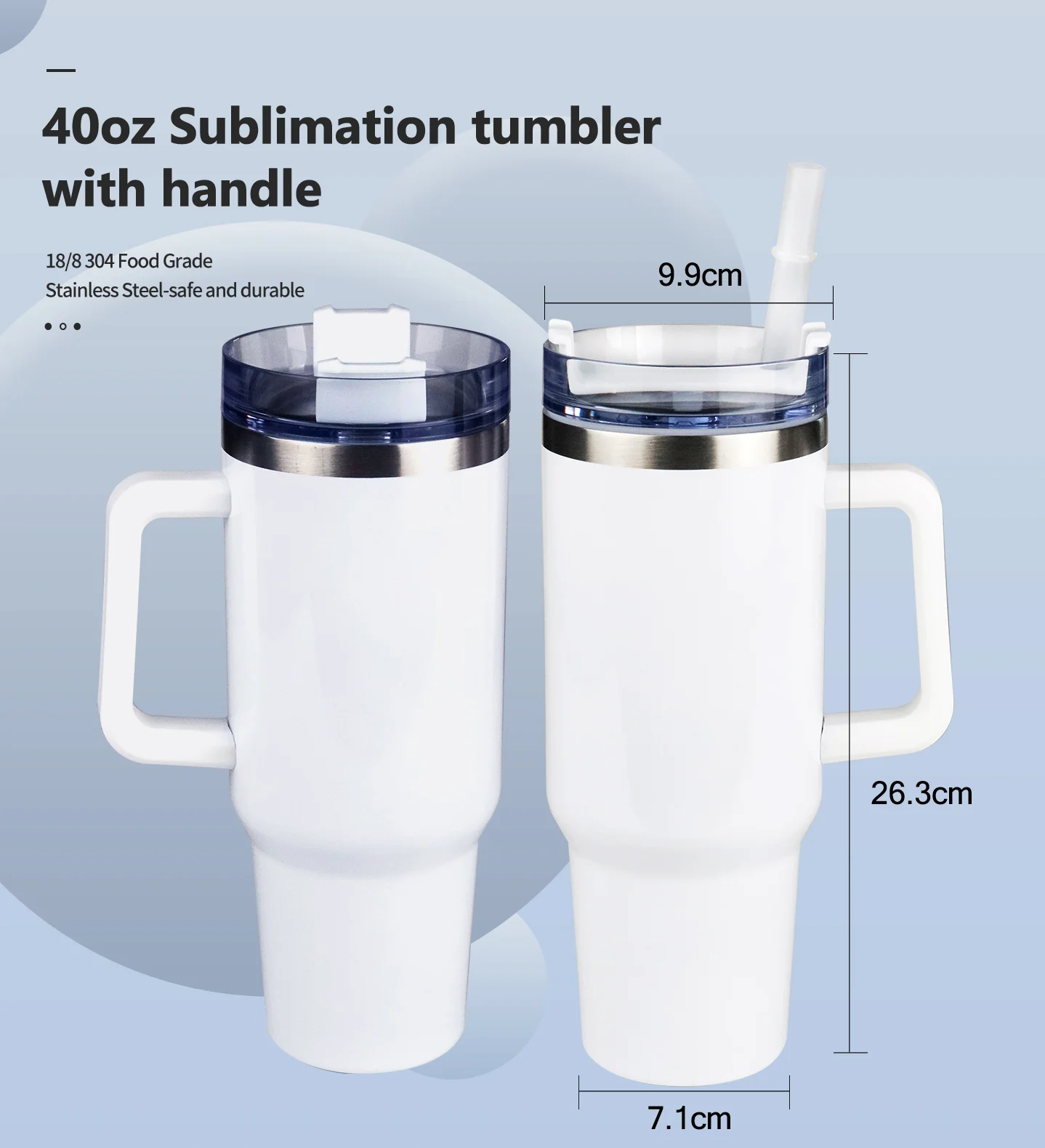 BPA Free keep hot and cold leakproof double wall stainless steel vacuum insulated 40oz sublimation blank tumbler with handle