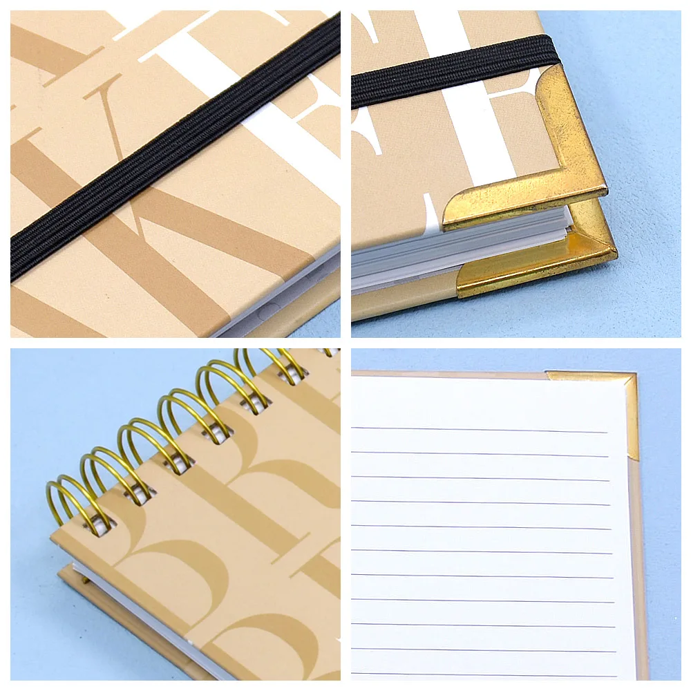 New design custom logo notebook Golden foiled  diary planner  binder  hardcover pocket a5 a4 spiral notebook factory