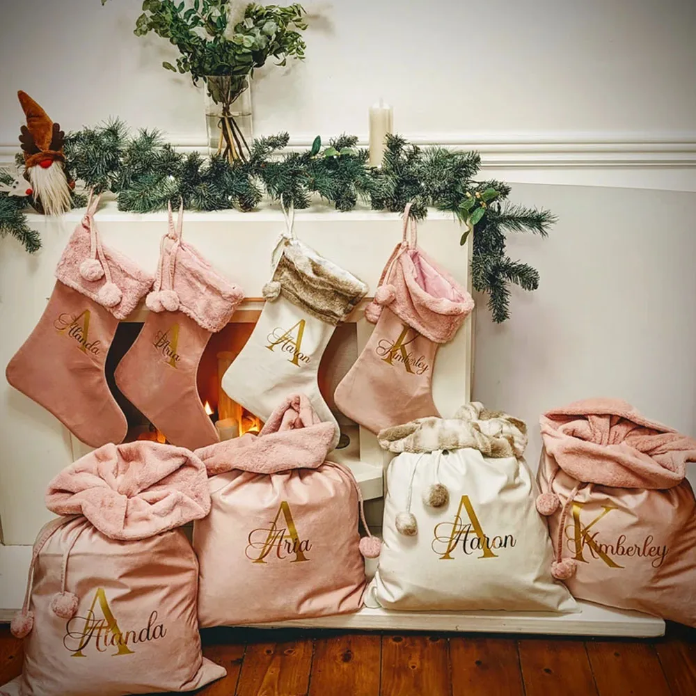 Wholesale Luxury Santa Sack Velvet Christmas Bags Christmas Decorations with Sublimation