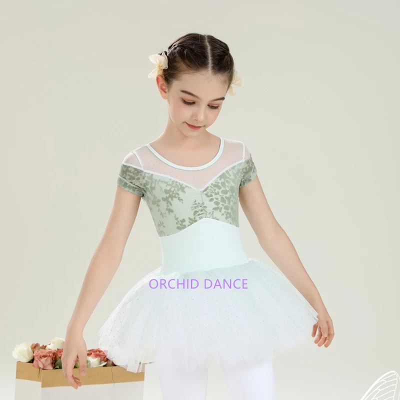 Fashion Cute Design Short Sleeve Velvet Cotton Spandex Dance Wear Kids Girls Children Ballet Leotards for sale