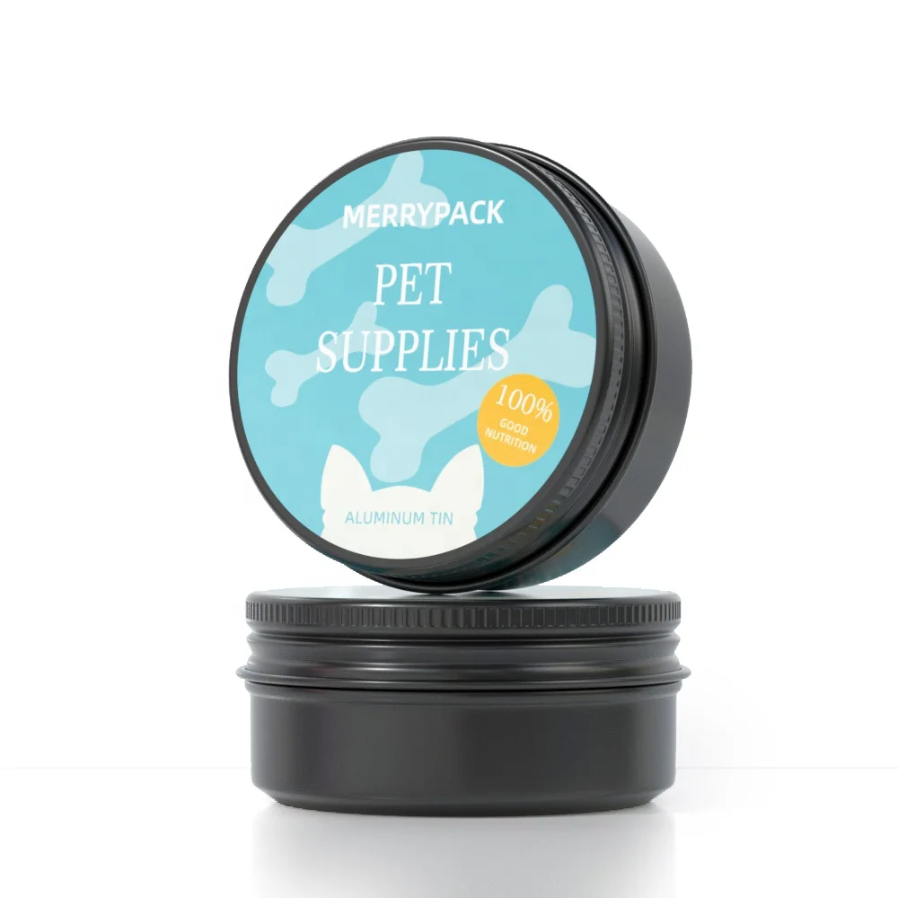 Matte Black 50ml/50g Custom Pet Paw Balm and Beard Balm Packaging Tin Aluminum Jar with Twist Top 60ml 150ml Volumes Available