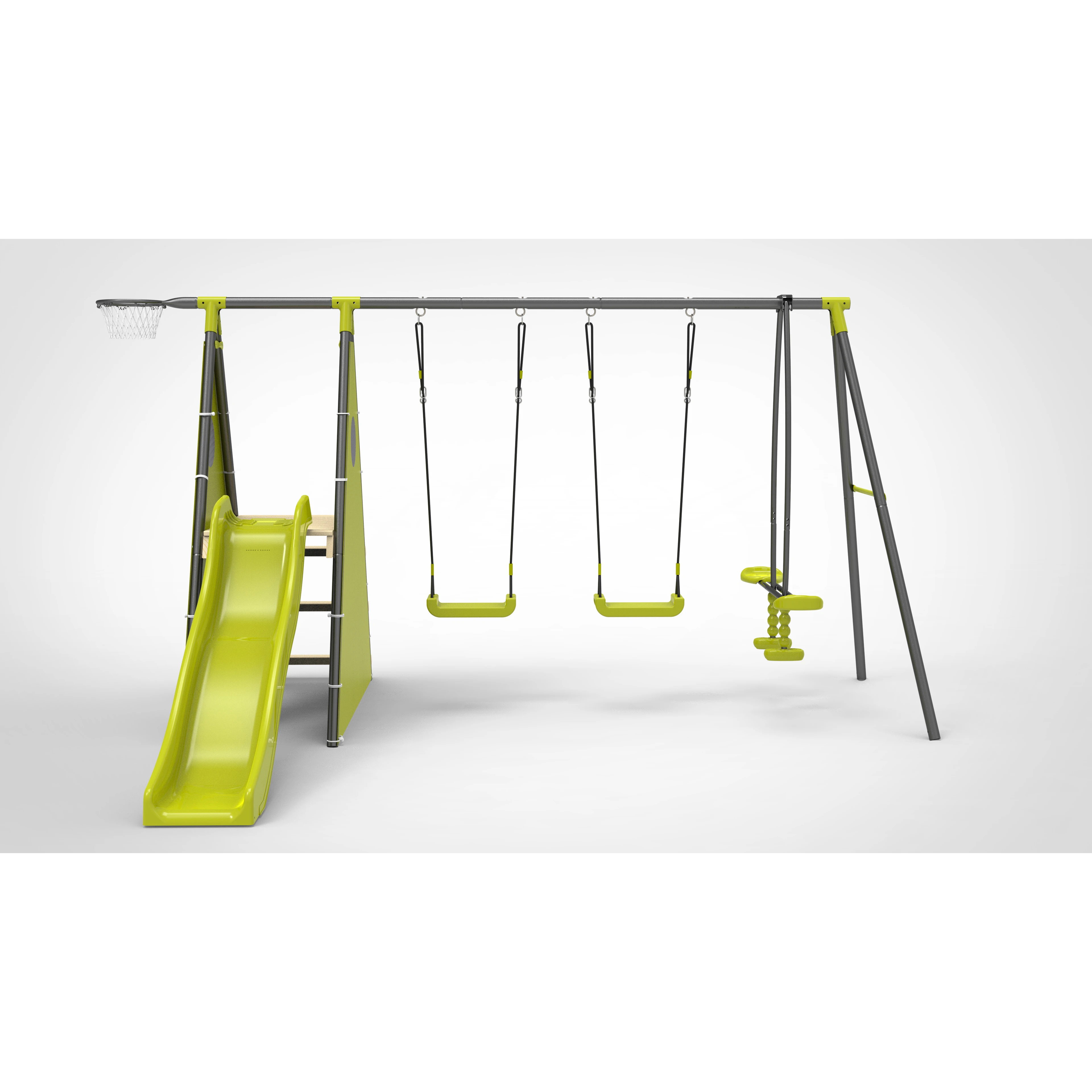 XIUNAN XNS029  plastic patio swings and face to face swing seat for garden children with kids slide BasketBall Backboard