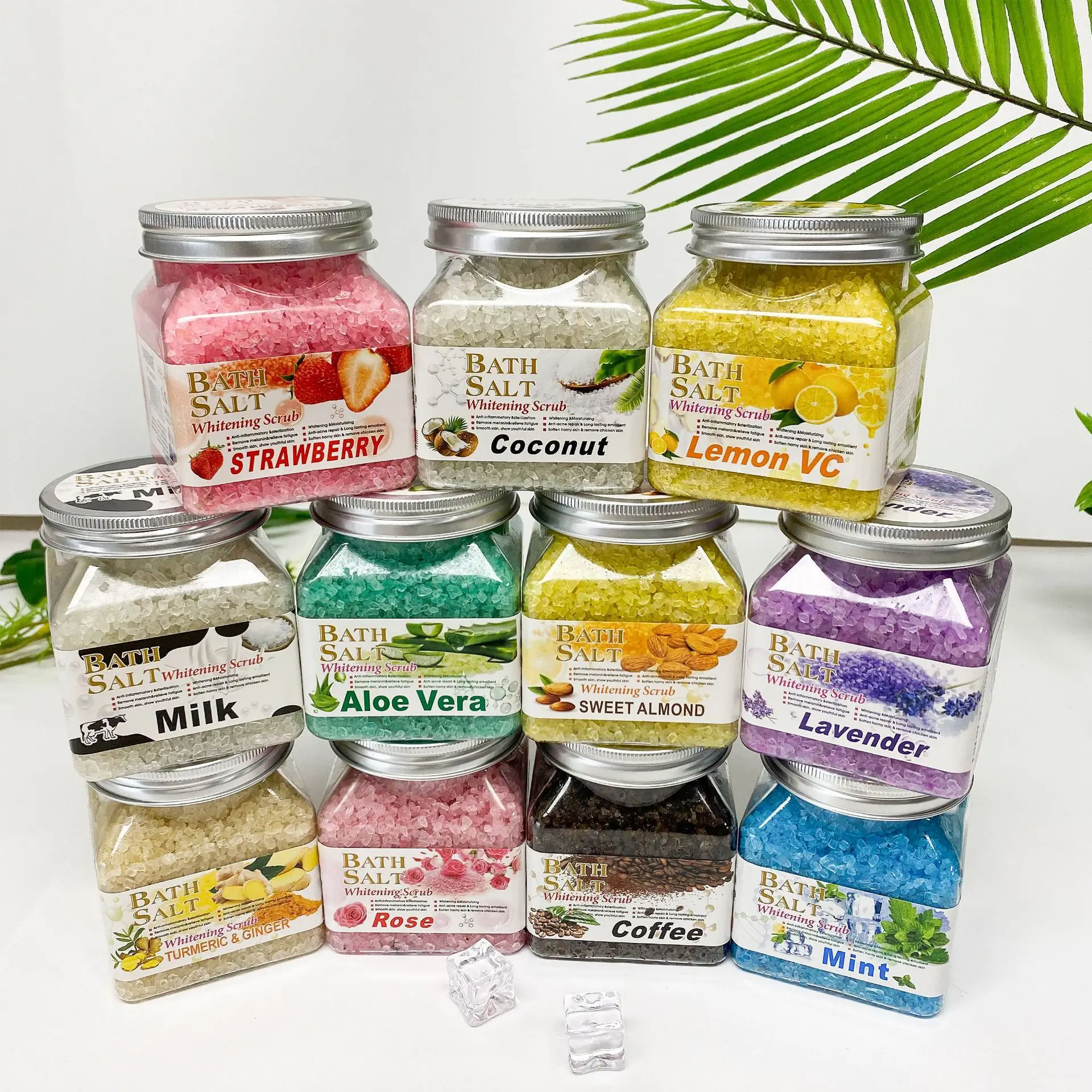 Private Label SPA Natural Bath Sea Salt with Rose Petals For Body & Foot Sugar Scrub Exfoliating Brighten Skincare