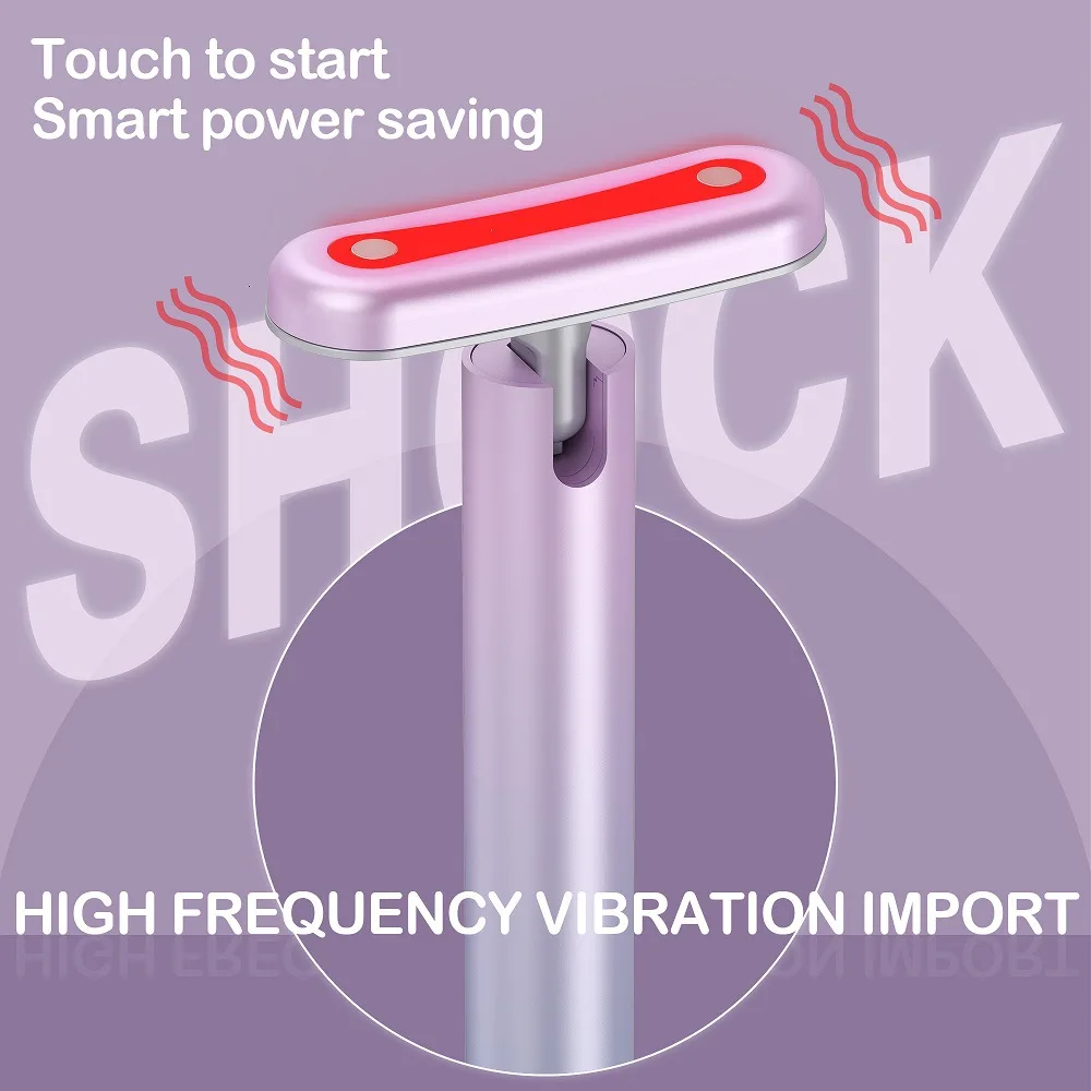 Rechargeable Facial Eye Lip Beauty Lifting Device Red Light Therapy Device Vibration Electric Eye Massage Wand