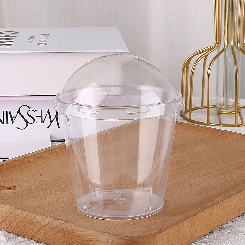 Disposable Ice Cream Yogurt Mousse Cup Plastic Jelly Pudding Dessert Cake Cup Round Cup with Dome Lid