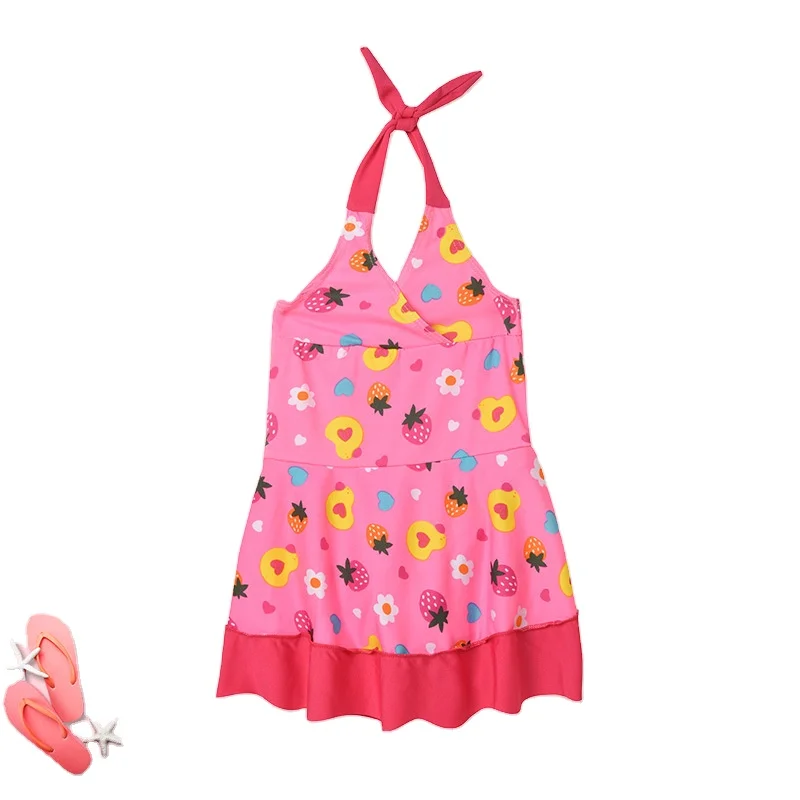 Wholesale Polyester Printed Princess Sleeveless Cute Swimsuit Kids Girls One Piece Swimwear
