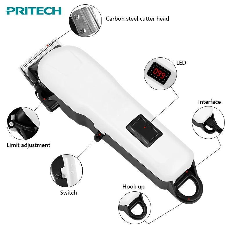 PRITECH Plug And Play USB перезаряжаемая аккумуляторная Парикмахерская Машинка для стрижки волос профессиональная
