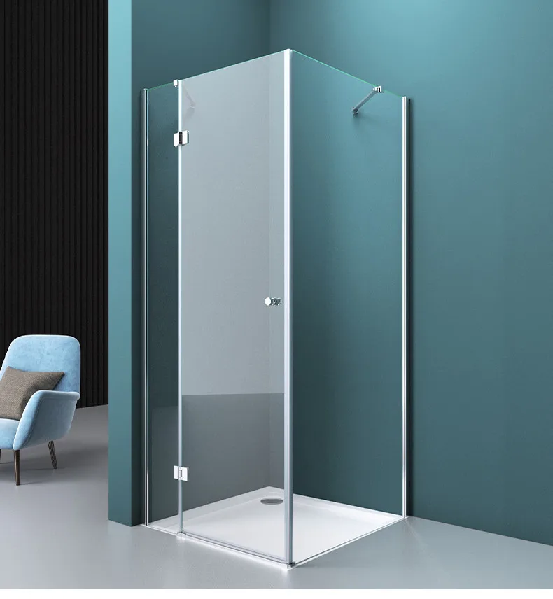 Customized 304 Stainless Steel Shower Room Single Framed Bi-Fold bathroom corner Tempered Glass Shower Door