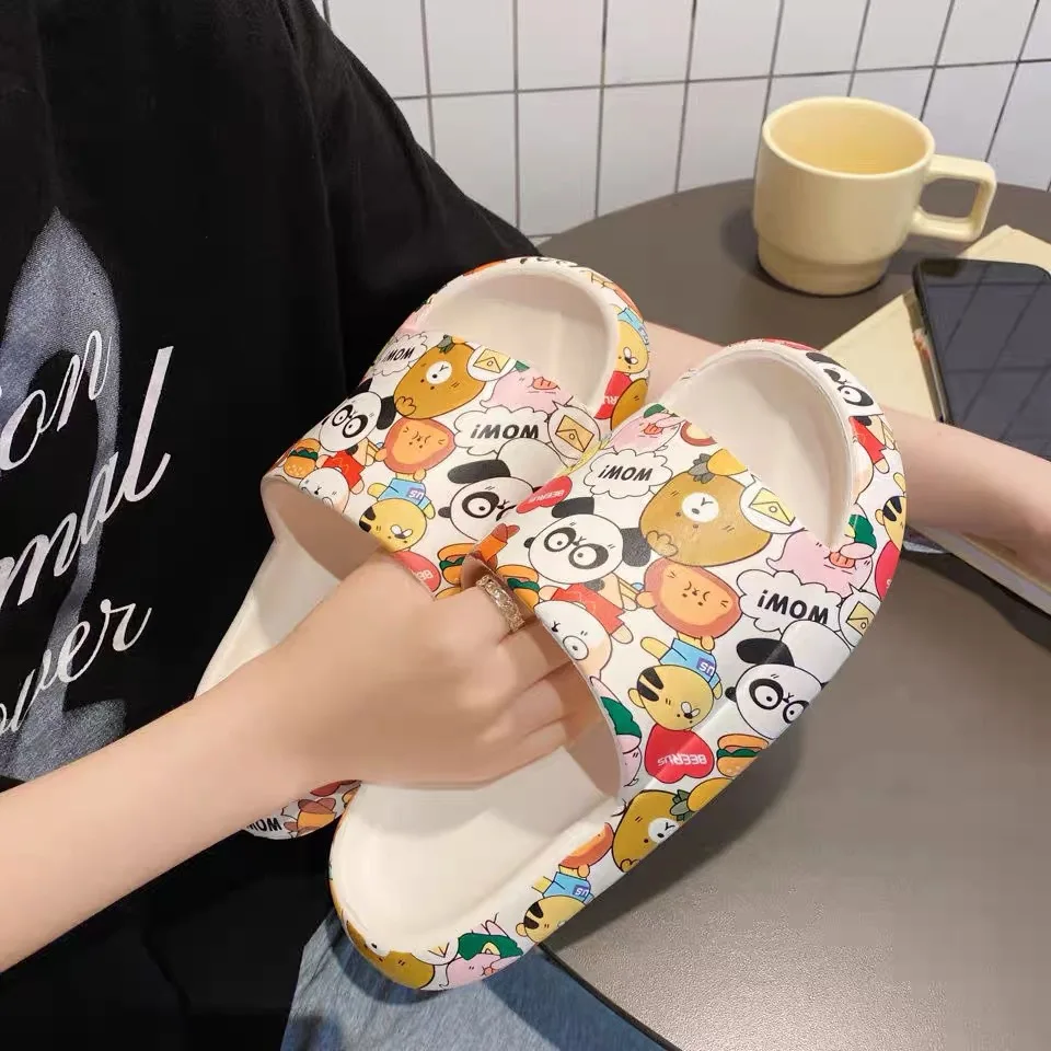 Non-Skip Waterproof EVA Soft Slide Slippers Cute Rabbit Cartoon Female Bathroom Slippers